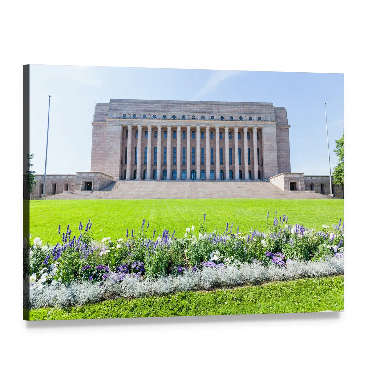 Finnish Parliament House Canvas Wall Art, single panel gallery wrapped canvas, angled product view