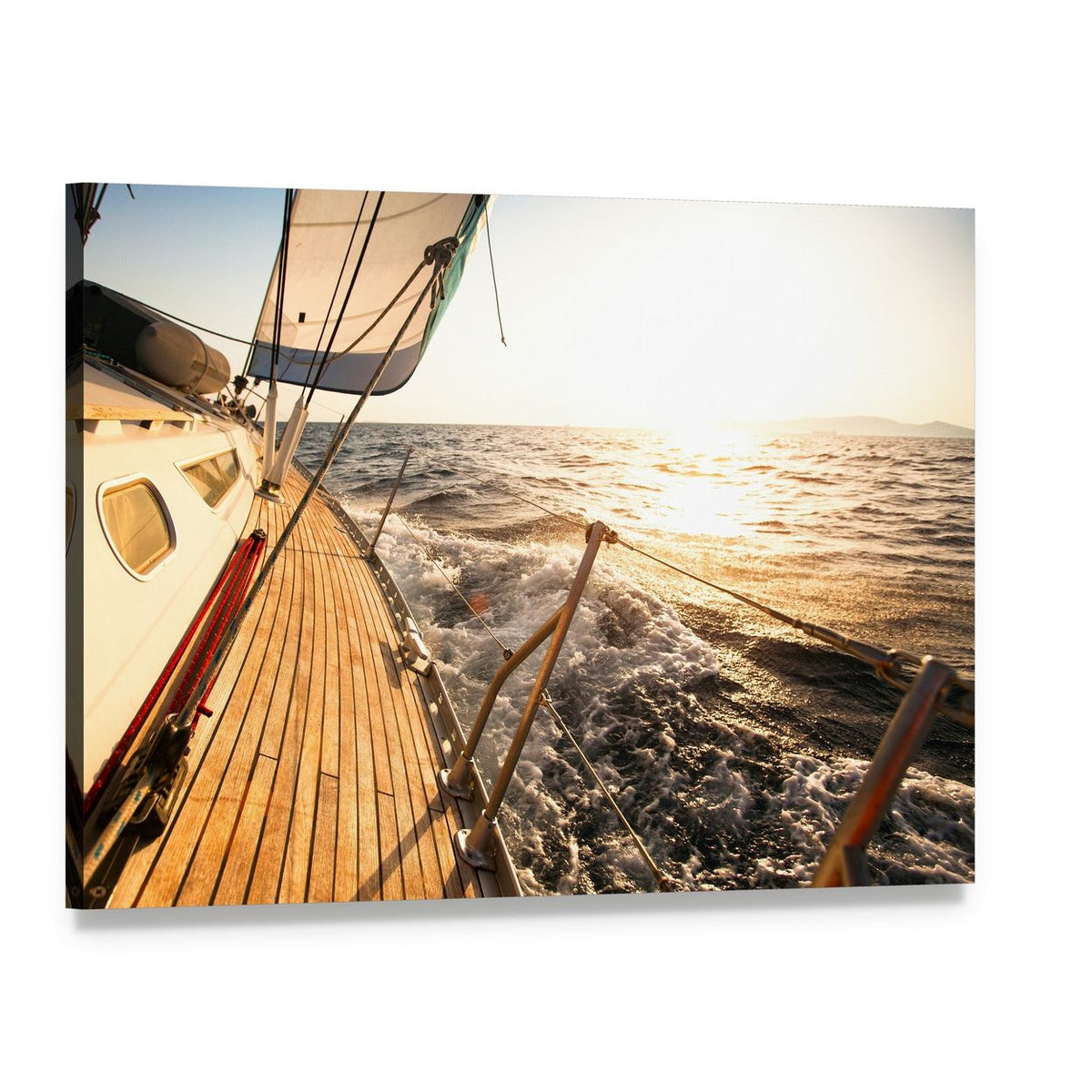 Yacht Sailing Regatta Canvas Wall Art, single panel gallery wrapped canvas, angled product view
