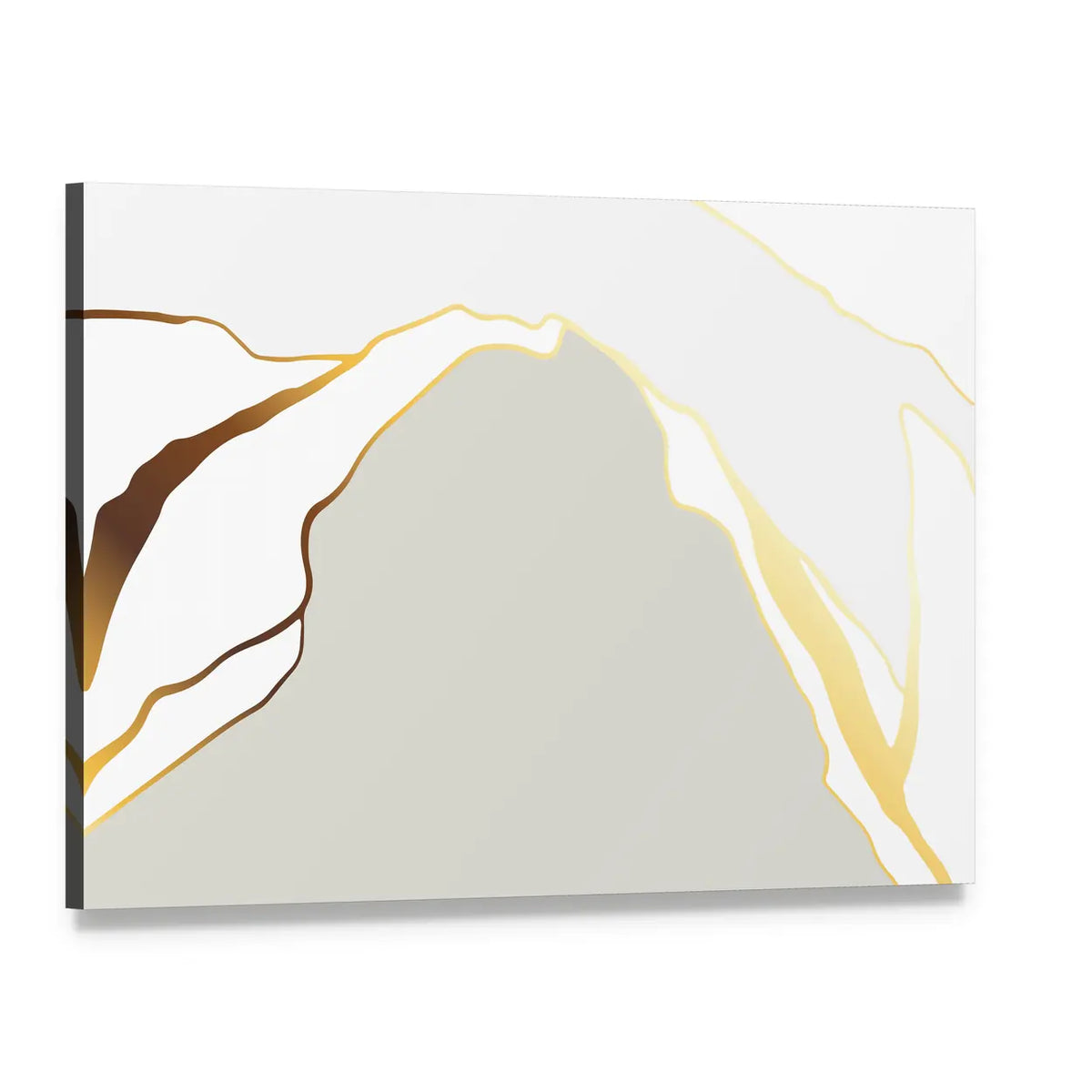 Minimal Marble Peak with Gold Accents Canvas Wall Art, single panel gallery wrapped canvas, angled product view