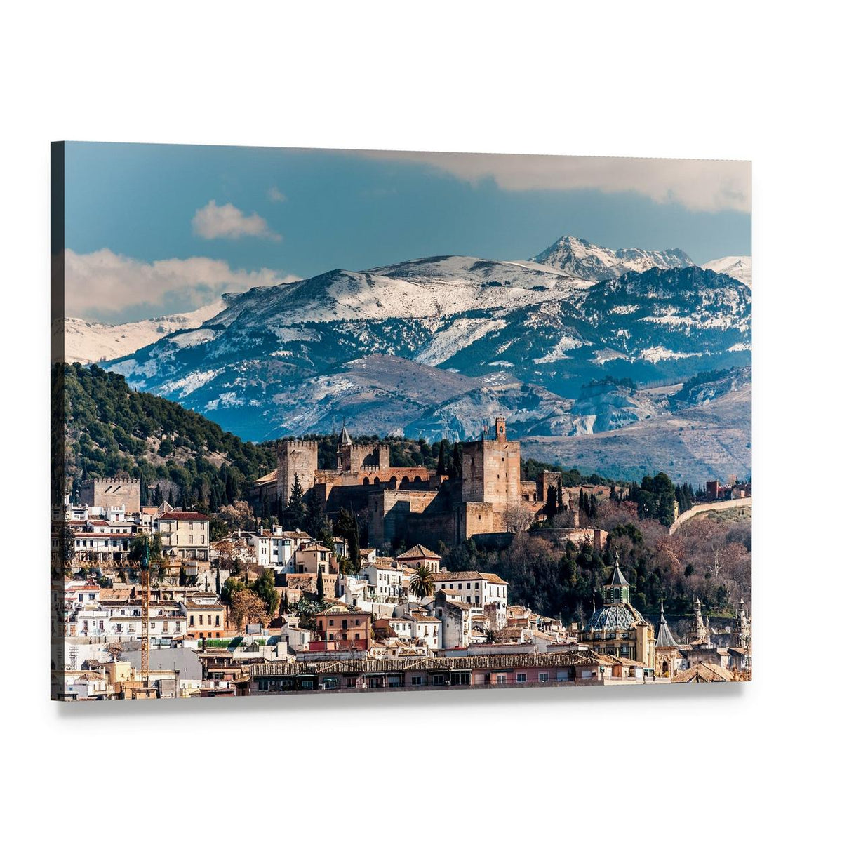 Winter View of Alhambra Canvas Wall Art, single panel gallery wrapped canvas, angled product view