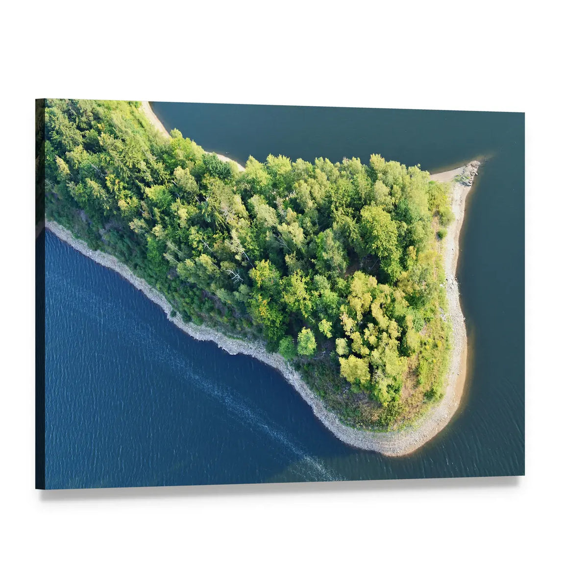 Aerial View of Island Coastline Canvas Wall Art, single panel gallery wrapped canvas, angled product view