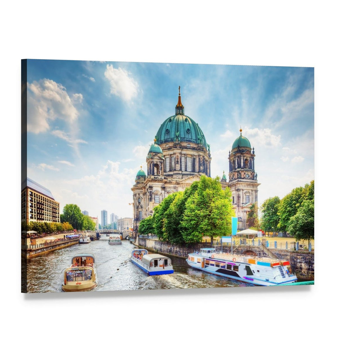 Berlin Cathedral on the Spree River Canvas Wall Art, single panel gallery wrapped canvas, angled product view
