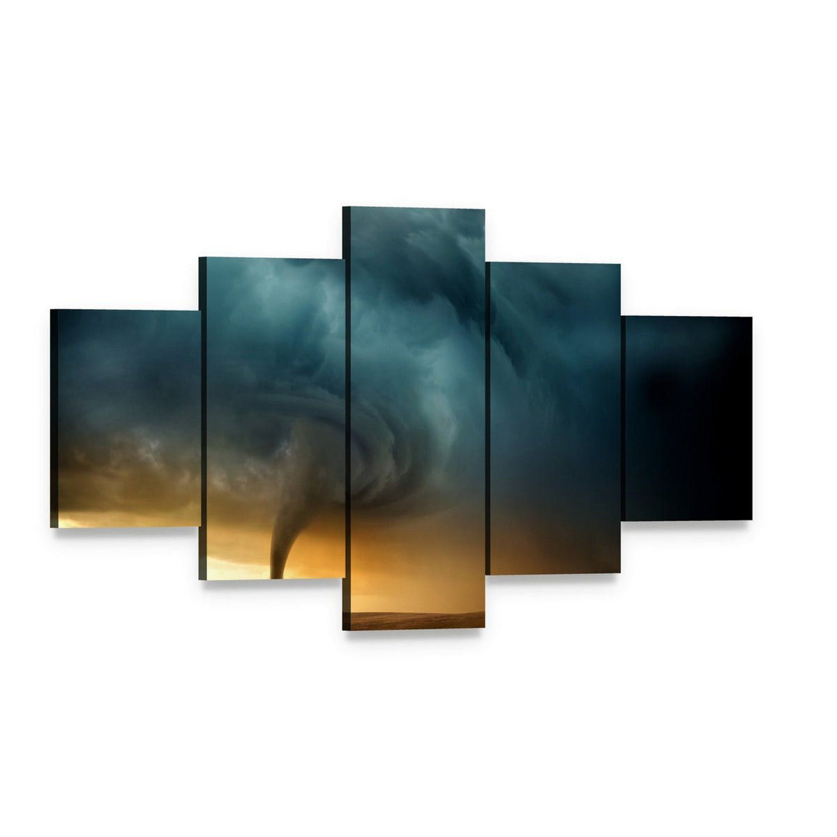 Tornado Forming a Supercell Canvas Wall Art, 5 panel 5 Star layout gallery wrapped canvas set, angled product view