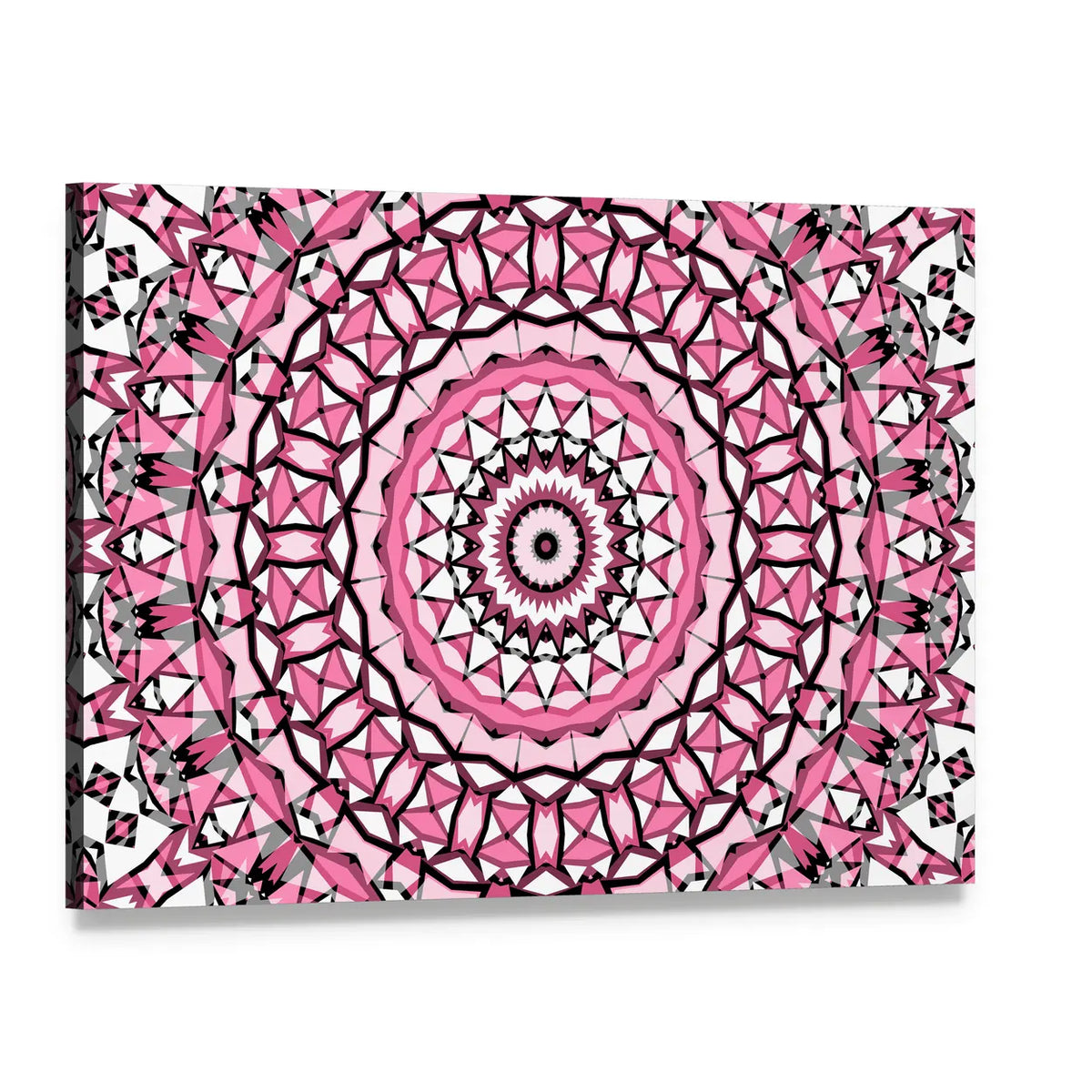 Round Mandala Pattern Canvas Wall Art, single panel gallery wrapped canvas, angled product view