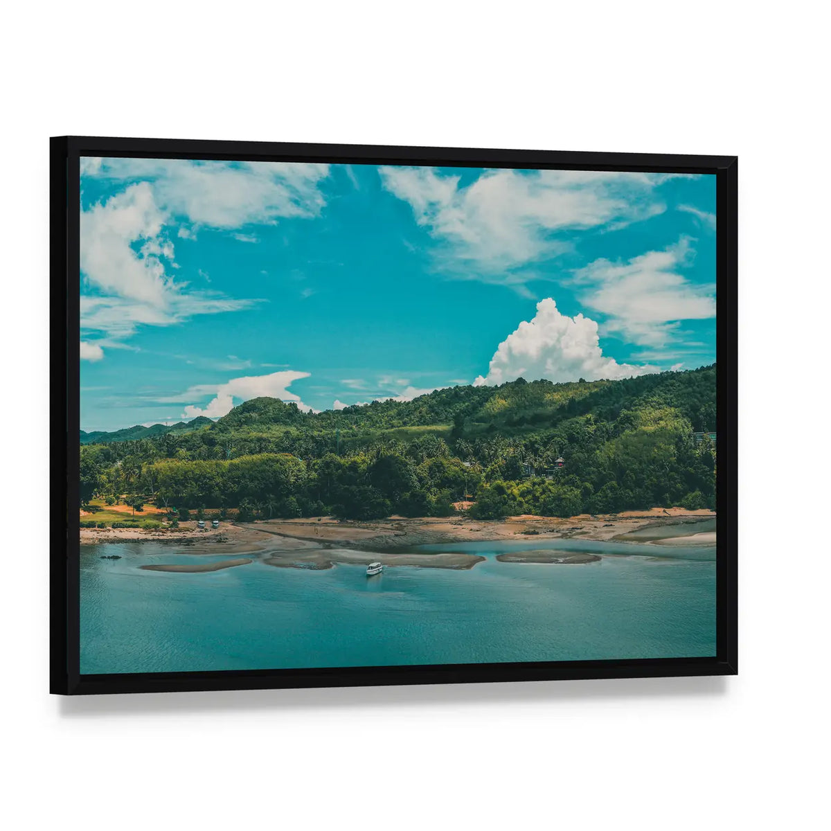 View Of Koh Yao Yai Island In Thailand Canvas Wall Art, framed canvas in a black floater frame, angled product view