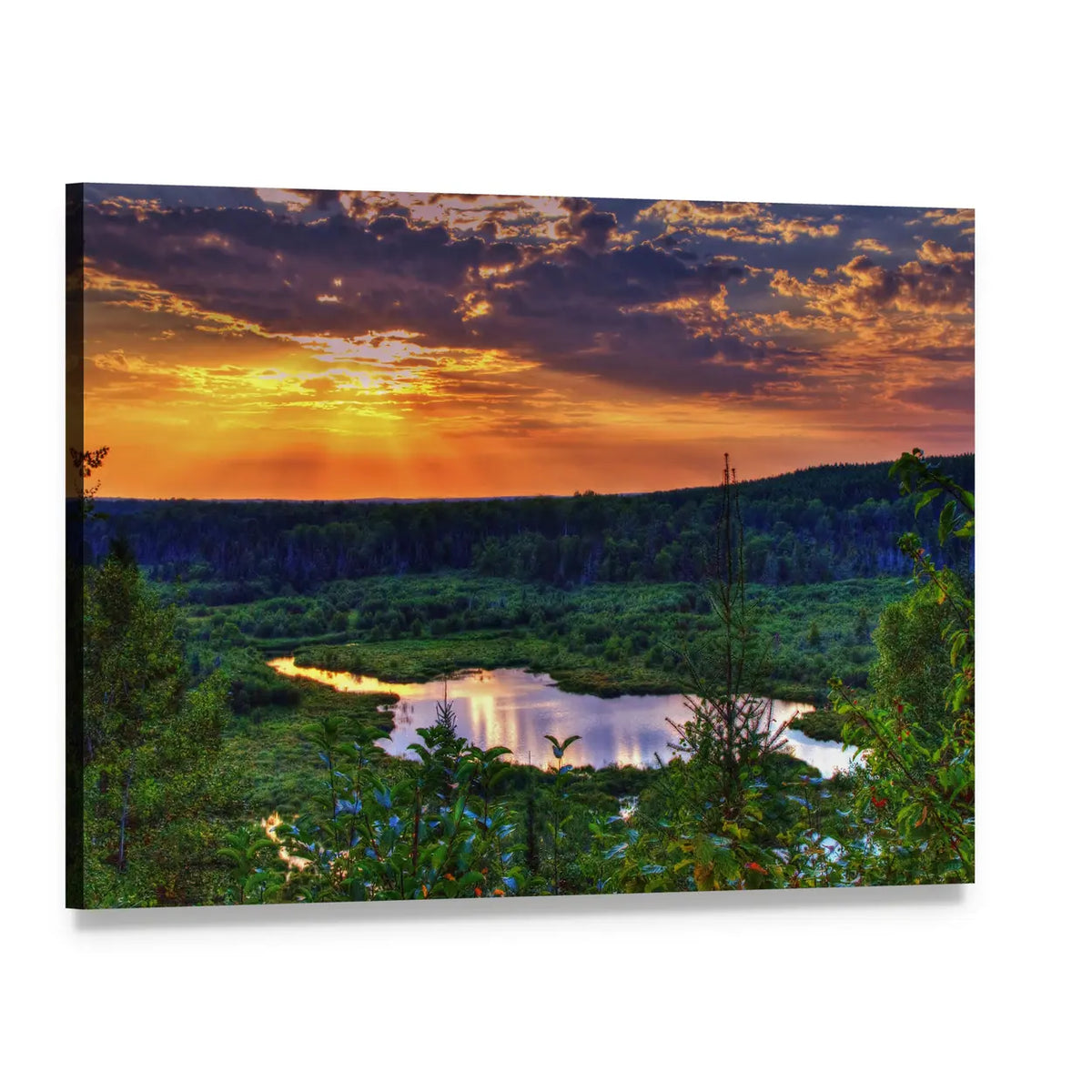 Ottawa National Forest Scenic Overlook Canvas Wall Art, single panel gallery wrapped canvas, angled product view