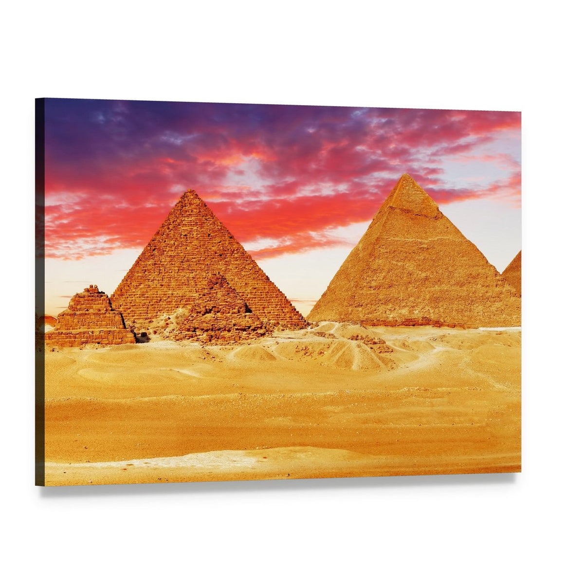 Egyptian Pyramids Canvas Wall Art, single panel gallery wrapped canvas, angled product view
