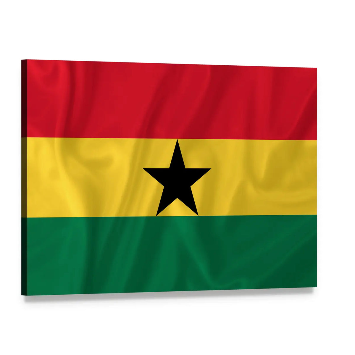 Ghana National Flag with Black Star Canvas Wall Art, single panel gallery wrapped canvas, angled product view