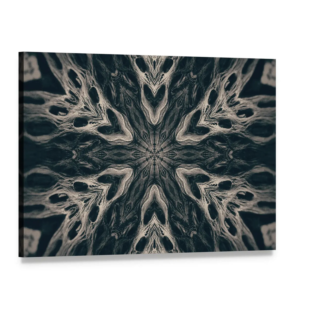 Gothic Demon Mandala Canvas Wall Art, single panel gallery wrapped canvas, angled product view