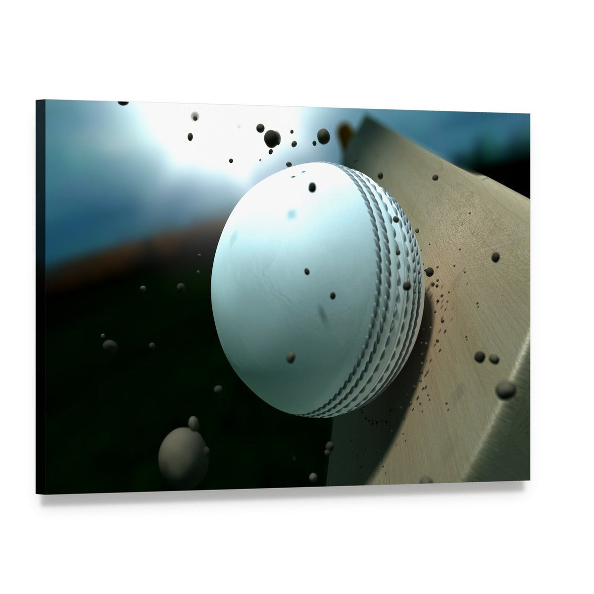 Ball Hitting Bat Canvas Wall Art, single panel gallery wrapped canvas, angled product view