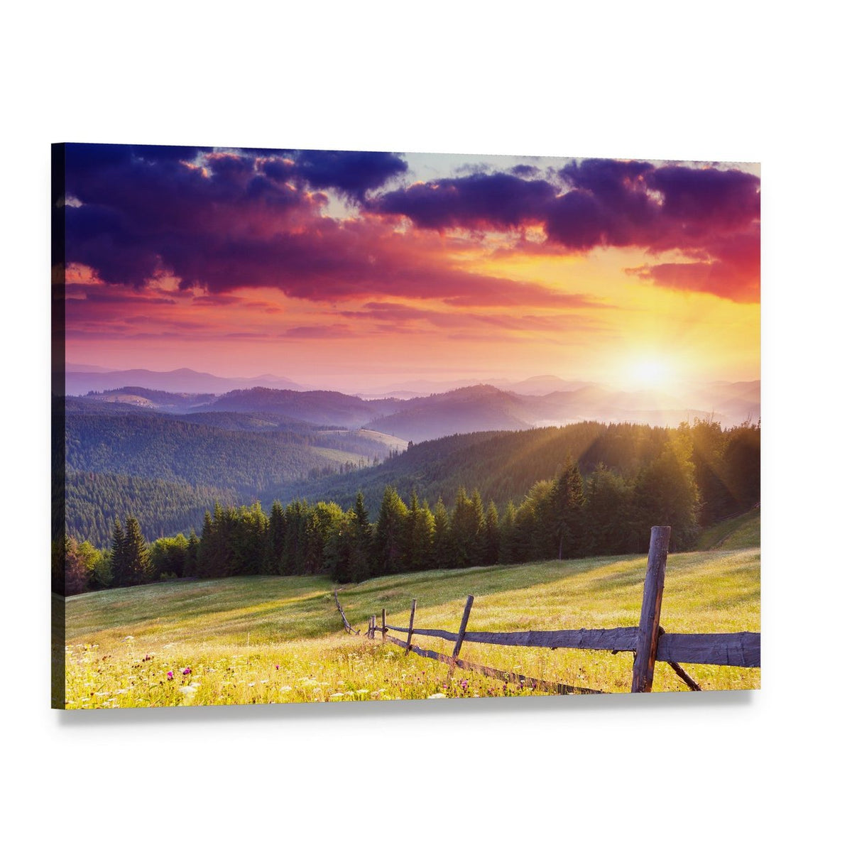 Mount Carpathian Sunset Canvas Wall Art, single panel gallery wrapped canvas, angled product view