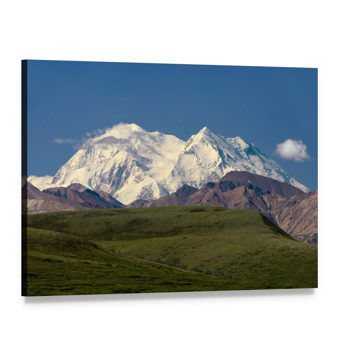 Mount Mckinley in Clear Blue Sky Canvas Wall Art, single panel gallery wrapped canvas, angled product view