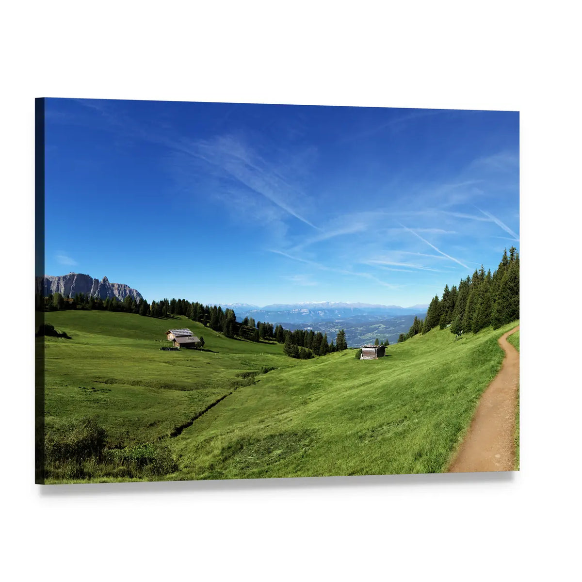Italian Tyrol Mountain with Hillside Houses Canvas Wall Art, single panel gallery wrapped canvas, angled product view