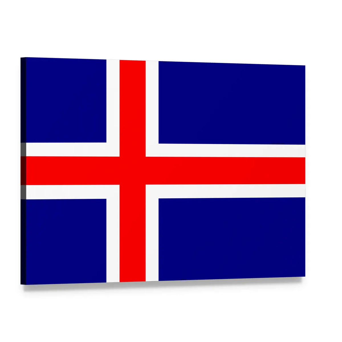 Icelandic Flag with Offset Nordic Cross Canvas Wall Art, single panel gallery wrapped canvas, angled product view