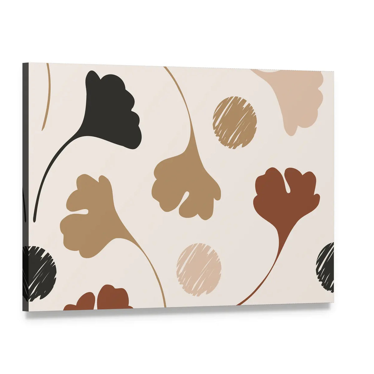 Natural Ginkgo Leaf Silhouettes Canvas Wall Art, single panel gallery wrapped canvas, angled product view