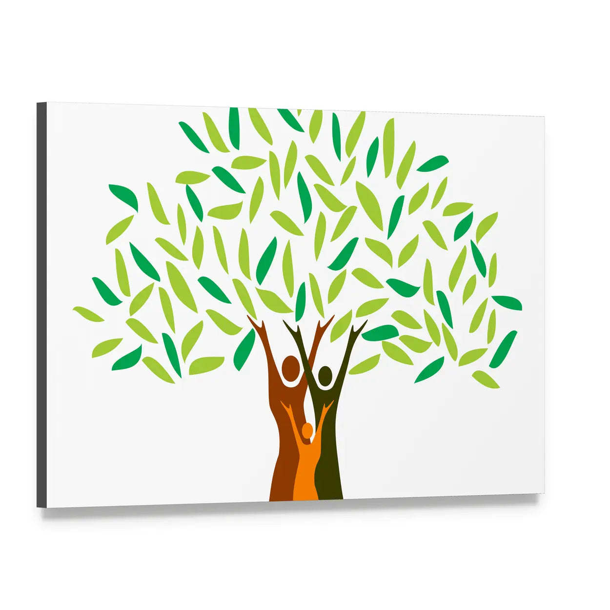 Family Tree with Stylized Silhouettes Canvas Wall Art, single panel gallery wrapped canvas, angled product view