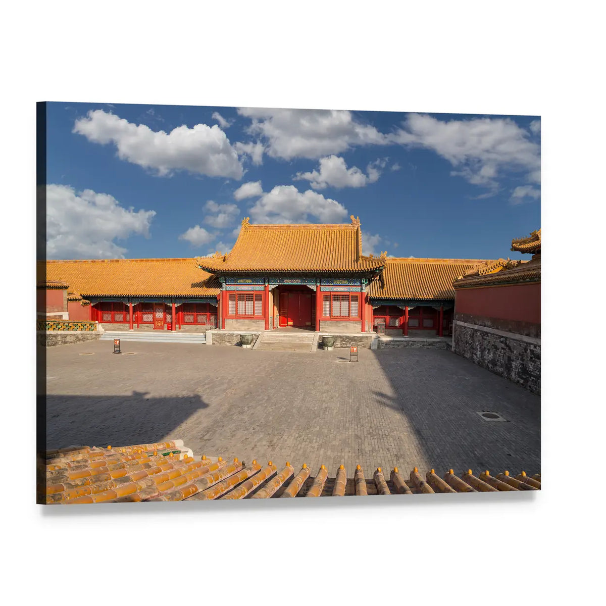 Chinese Imperial Palace Courtyard Canvas Wall Art, single panel gallery wrapped canvas, angled product view