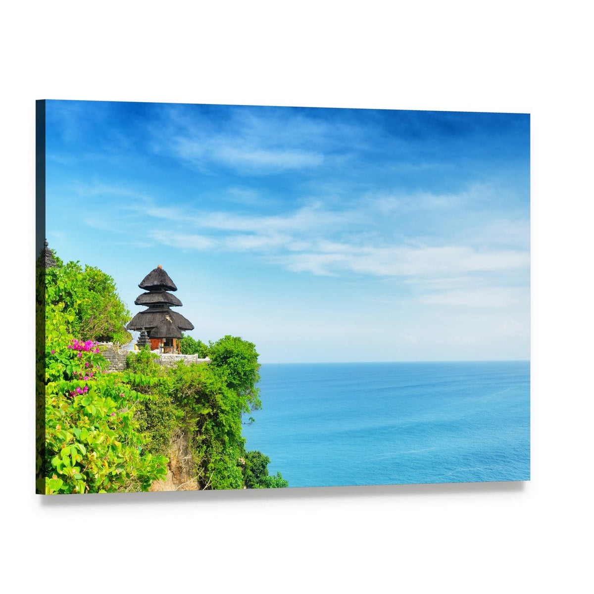 Uluwatu Cliffside Temple Canvas Wall Art, single panel gallery wrapped canvas, angled product view