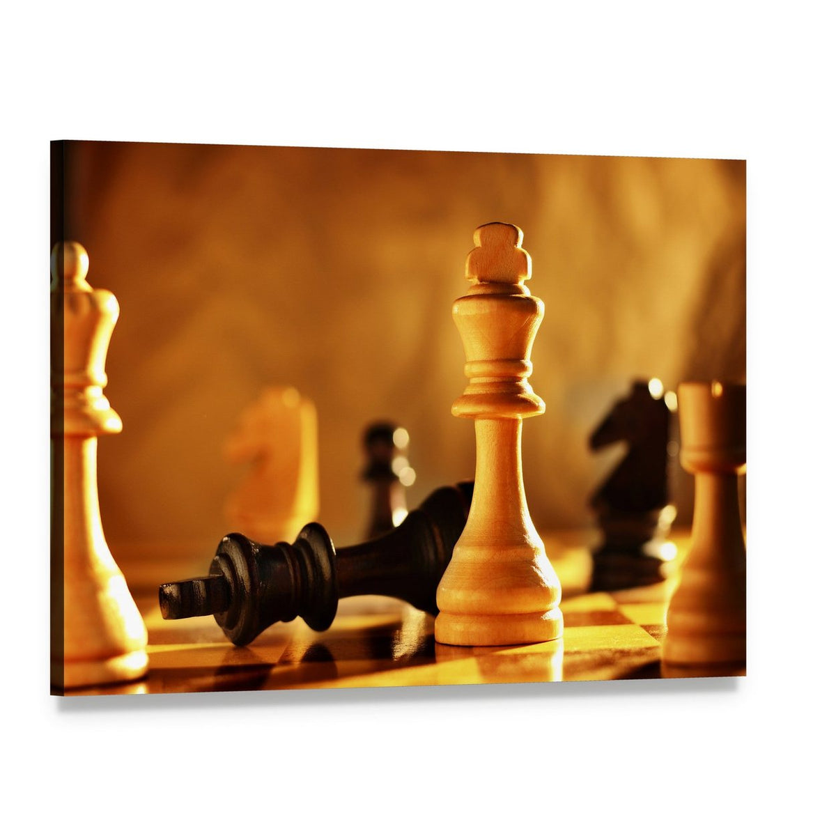 Winner and Loser Kings in Chess Game Canvas Wall Art, single panel gallery wrapped canvas, angled product view
