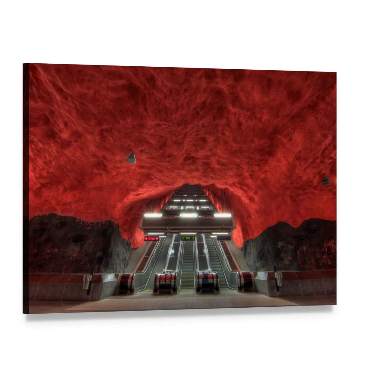 Stockholm Metro Station Interior Canvas Wall Art, single panel gallery wrapped canvas, angled product view