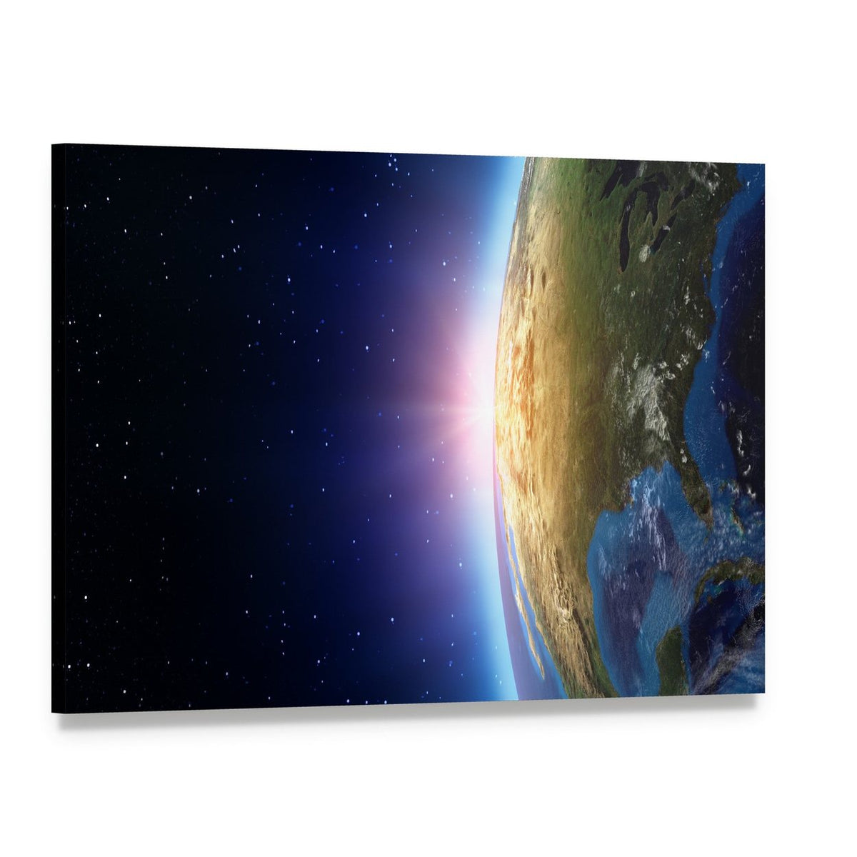 North America from Space Canvas Wall Art, single panel gallery wrapped canvas, angled product view