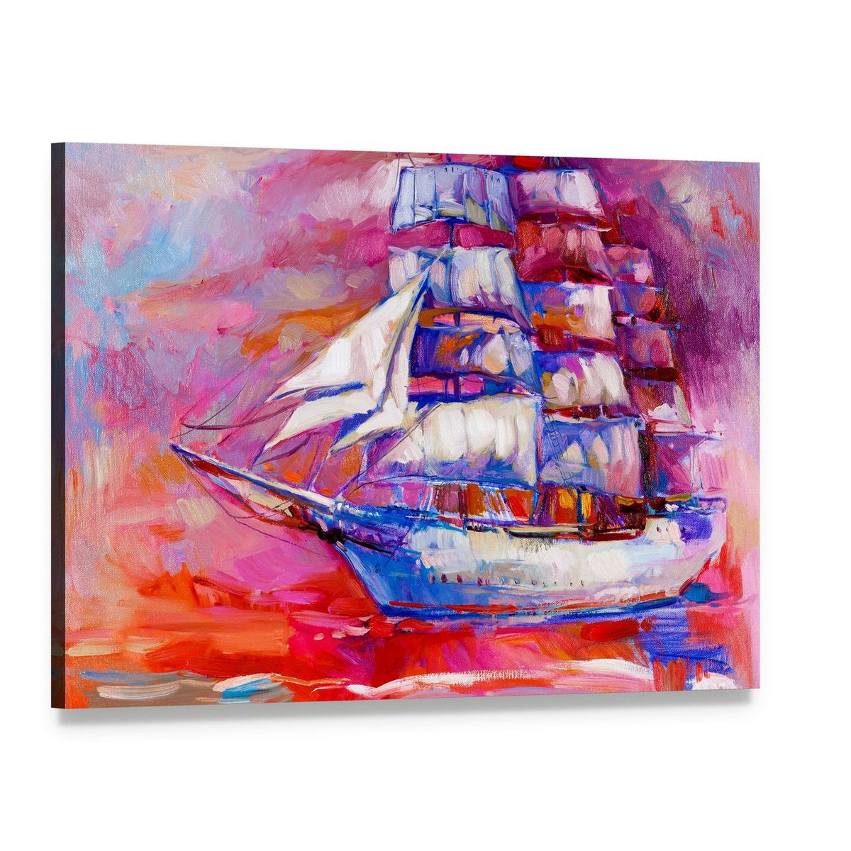 Tall Sailing Ship at Sea Canvas Wall Art, single panel gallery wrapped canvas, angled product view