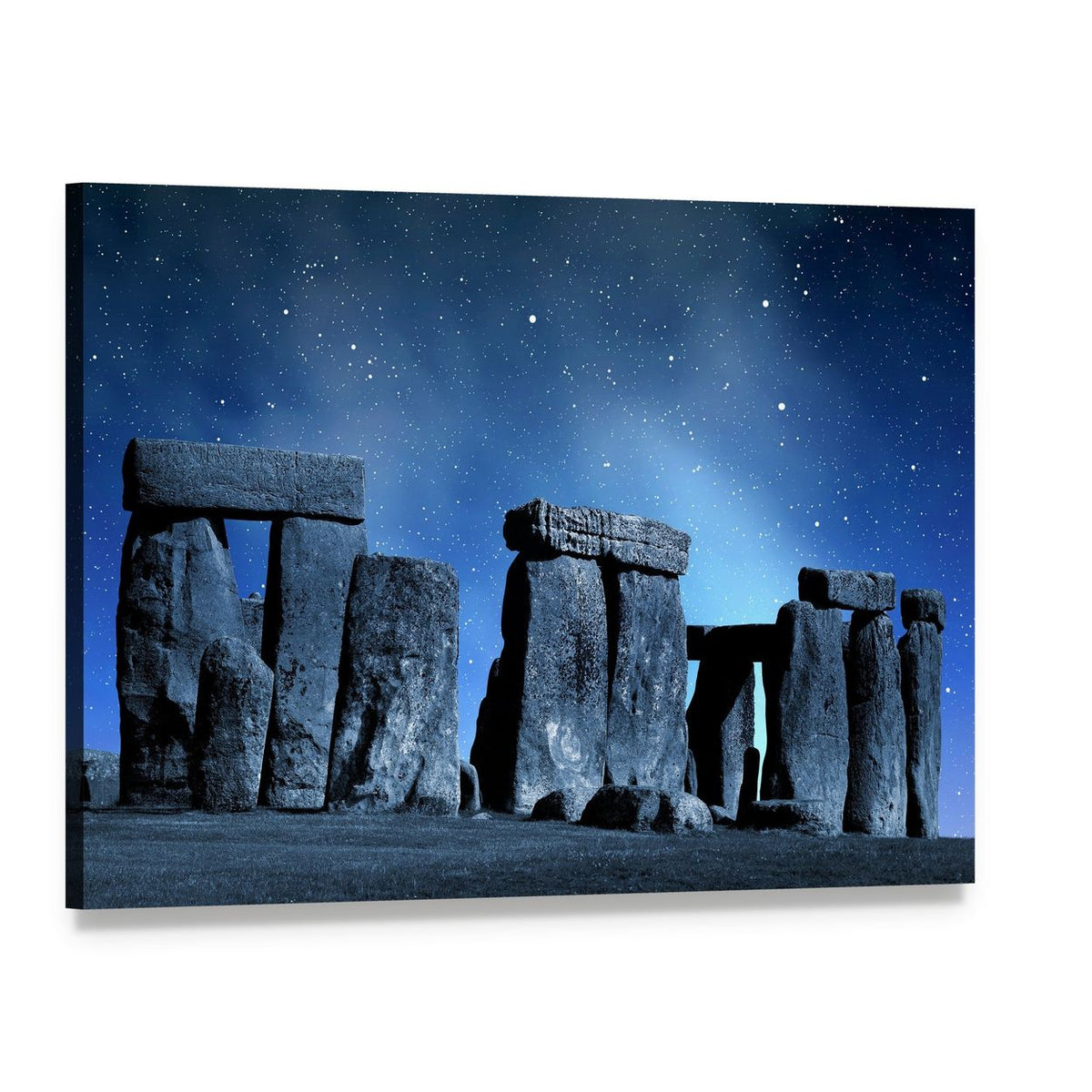 Stonehenge Under a Starry Sky Canvas Wall Art, single panel gallery wrapped canvas, angled product view