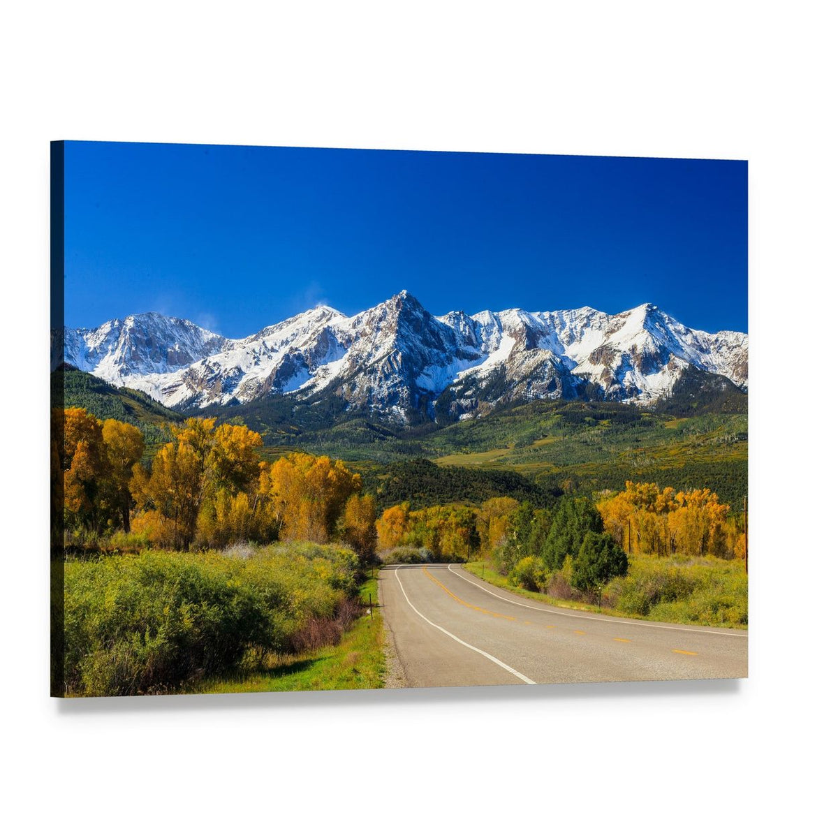 Fall Season in Colorado Canvas Wall Art, single panel gallery wrapped canvas, angled product view