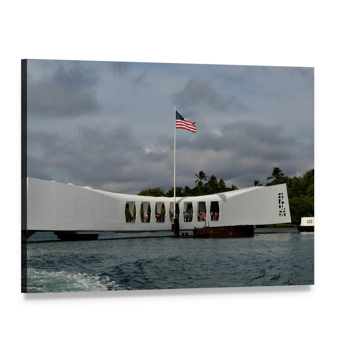 Uss Arizona Memorial Pearl Harbor Canvas Wall Art, single panel gallery wrapped canvas, angled product view
