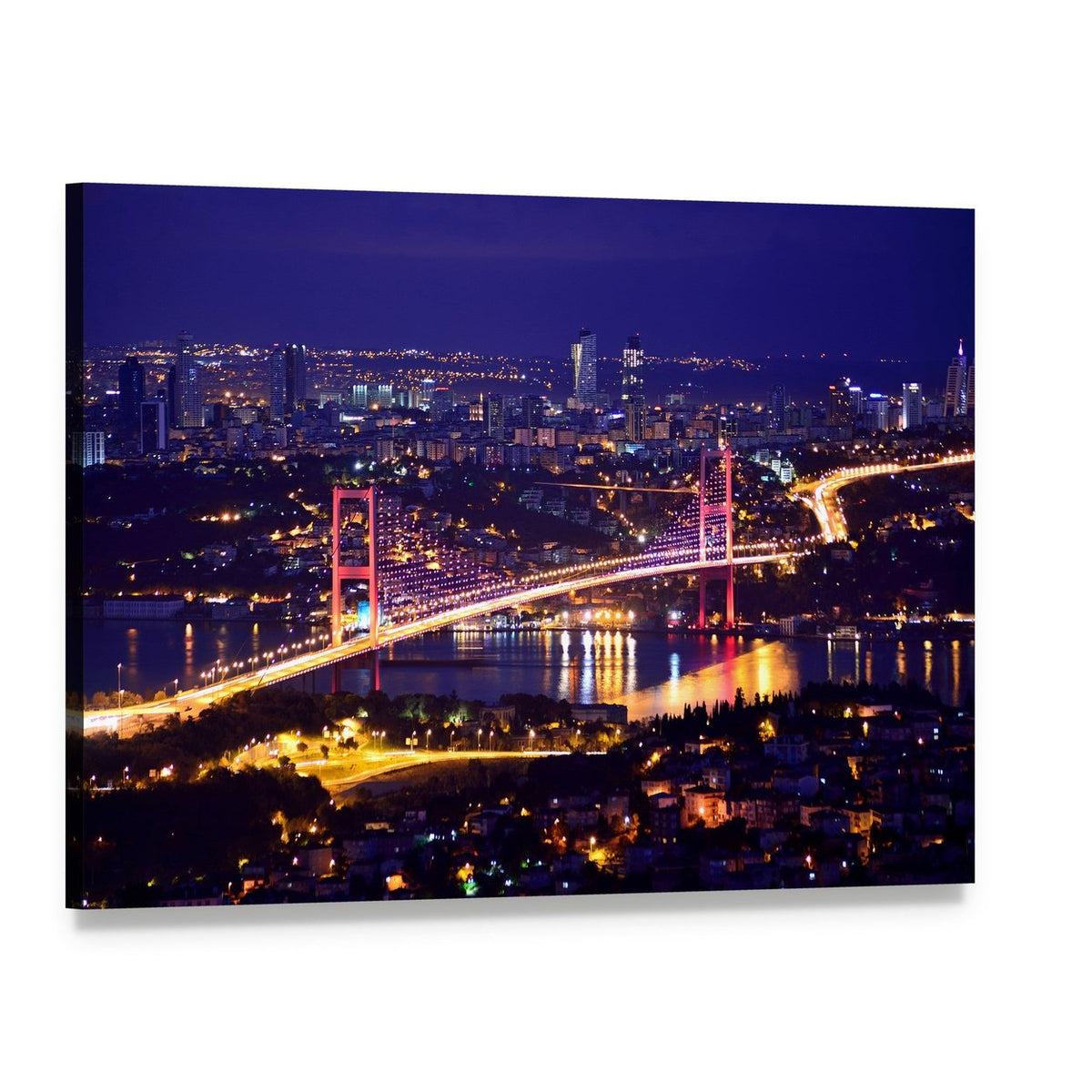 Bosphorus Bridge Istanbul Canvas Wall Art, single panel gallery wrapped canvas, angled product view