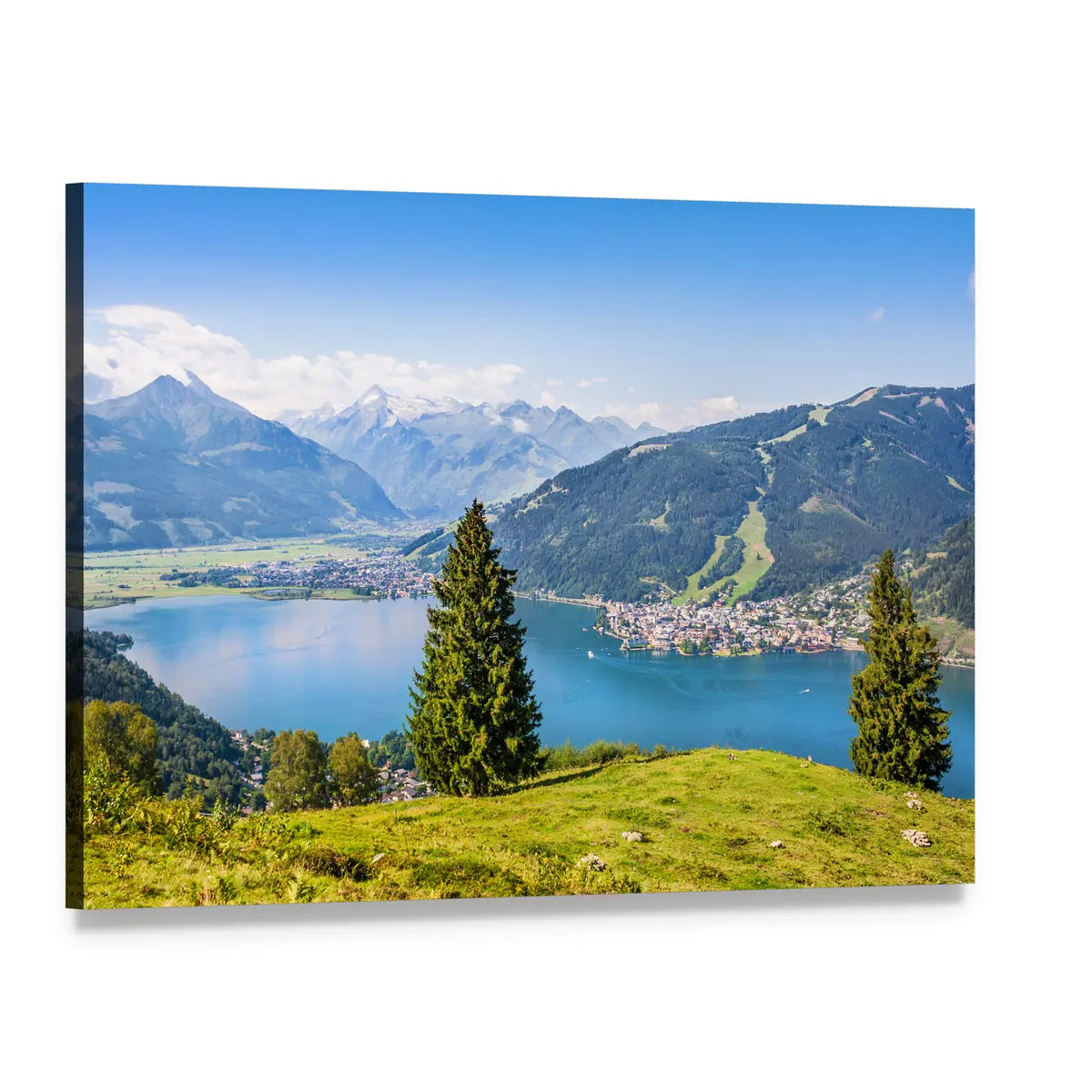 Lake in Salzburger Land Canvas Wall Art, single panel gallery wrapped canvas, angled product view