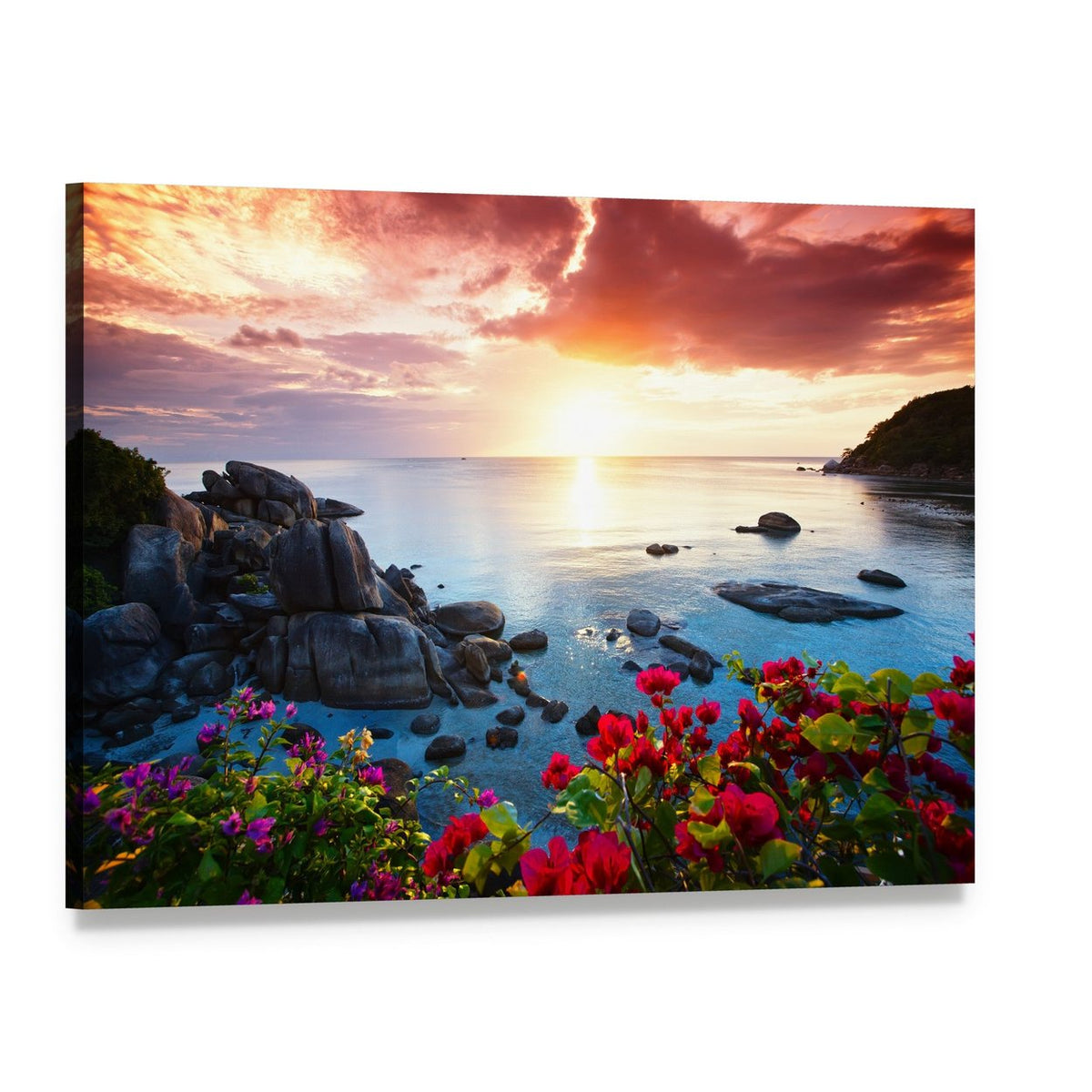 Koh Samui Sunset Seascape Canvas Wall Art, single panel gallery wrapped canvas, angled product view