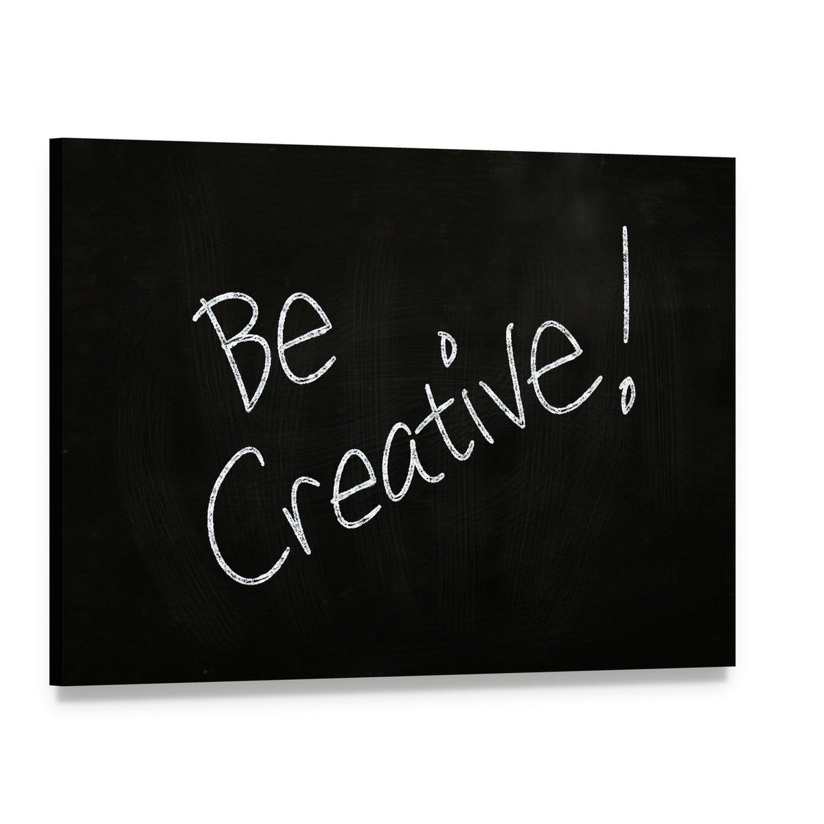 Be Creative Handwritten Quote Canvas Wall Art, single panel gallery wrapped canvas, angled product view