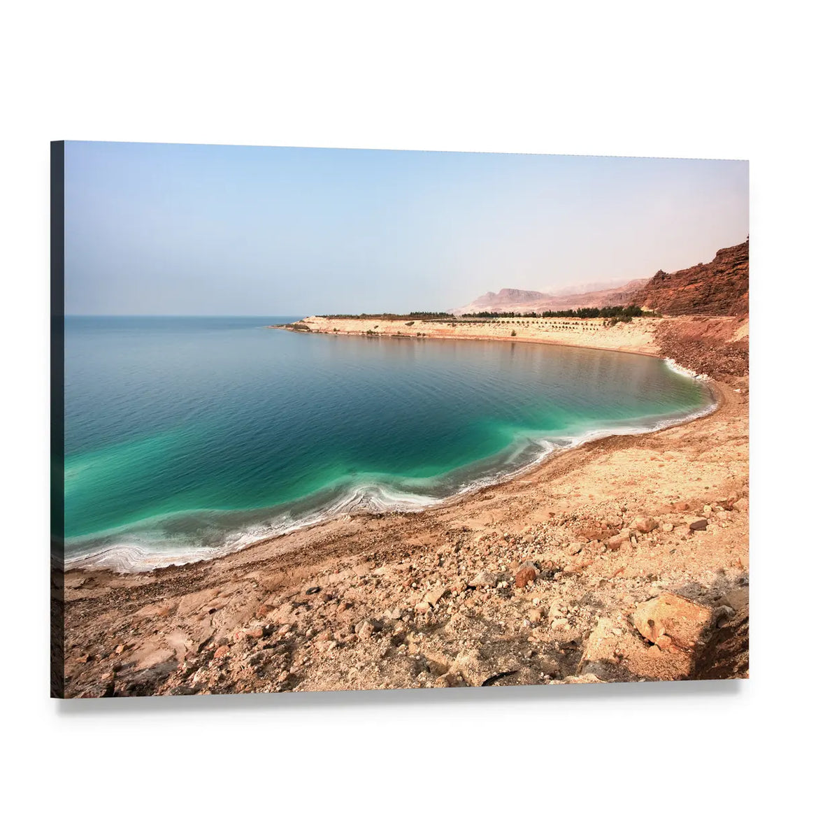 Dead Sea Shoreline with White Salt Formations Canvas Wall Art, single panel gallery wrapped canvas, angled product view