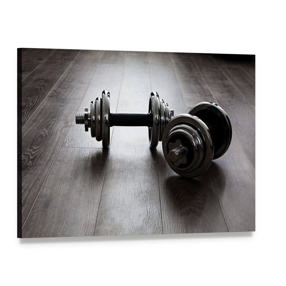 Dumbbells for Fitness Enthusiasts Canvas Wall Art, single panel gallery wrapped canvas, angled product view
