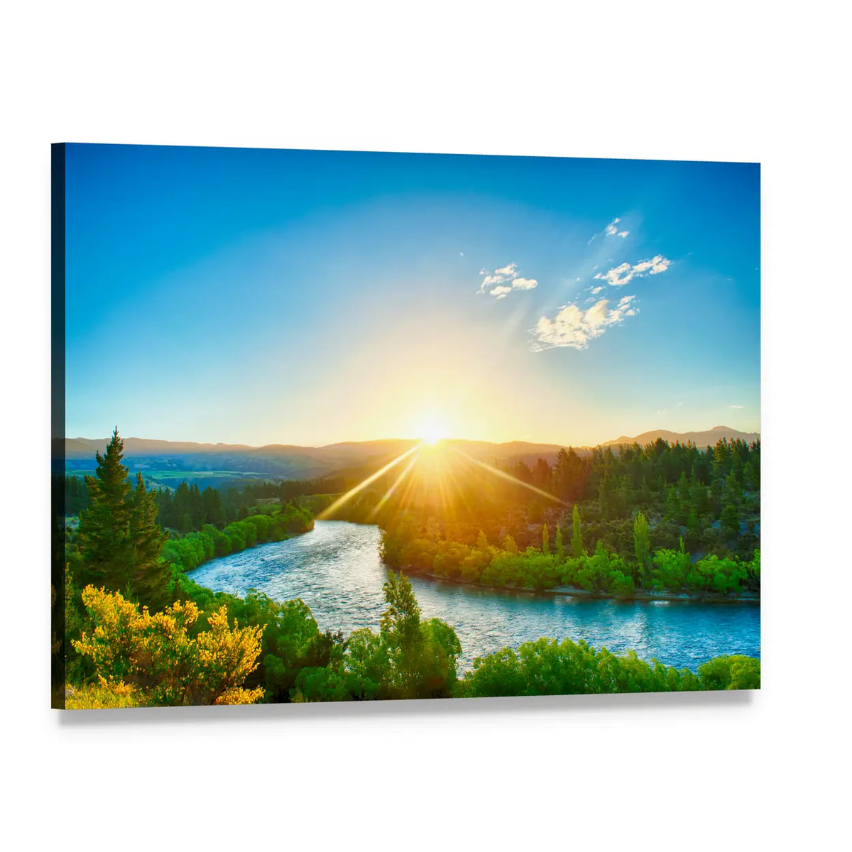 Sunrise Over River Clutha Canvas Wall Art, single panel gallery wrapped canvas, angled product view