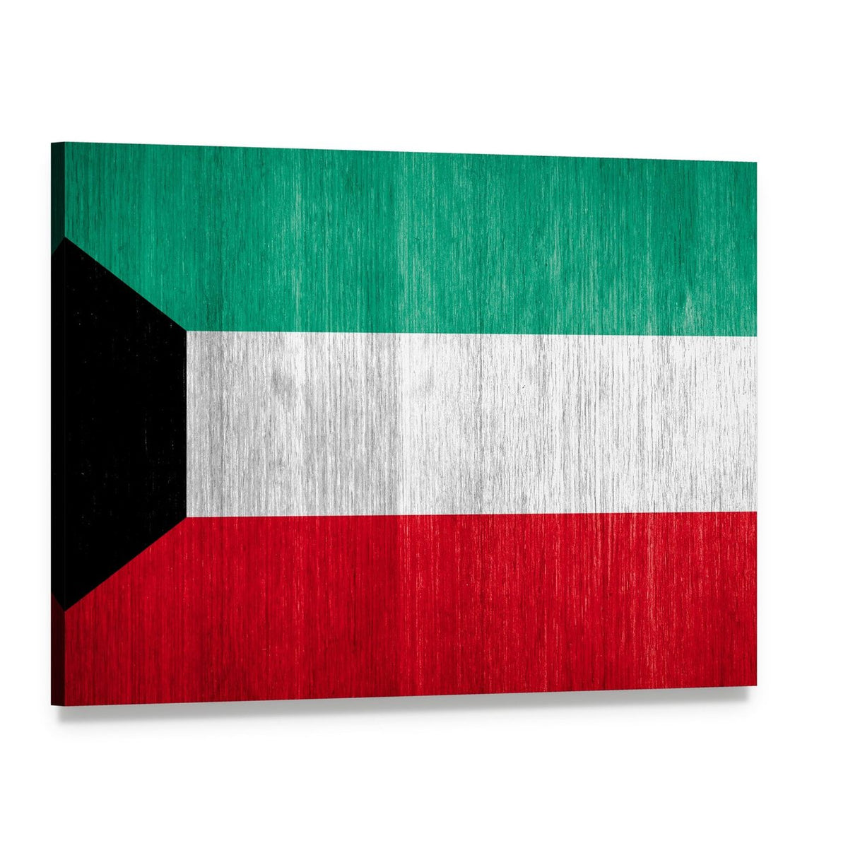 Modern Geometric Kuwait Flag Canvas Wall Art, single panel gallery wrapped canvas, angled product view