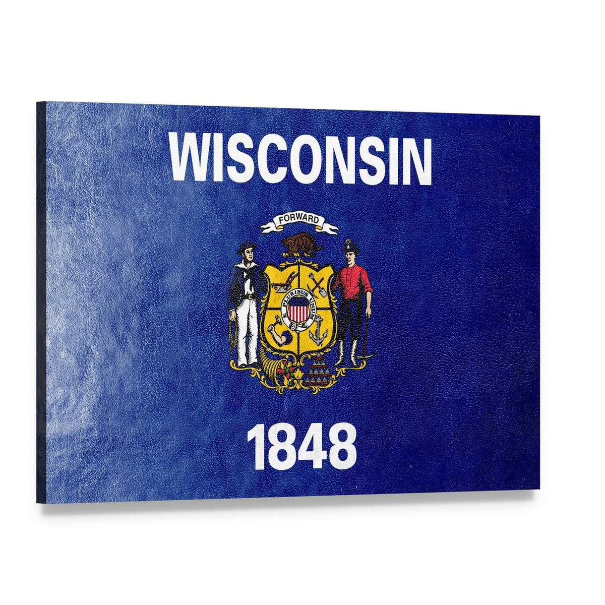 Wisconsin State Flag Canvas Wall Art, single panel gallery wrapped canvas, angled product view