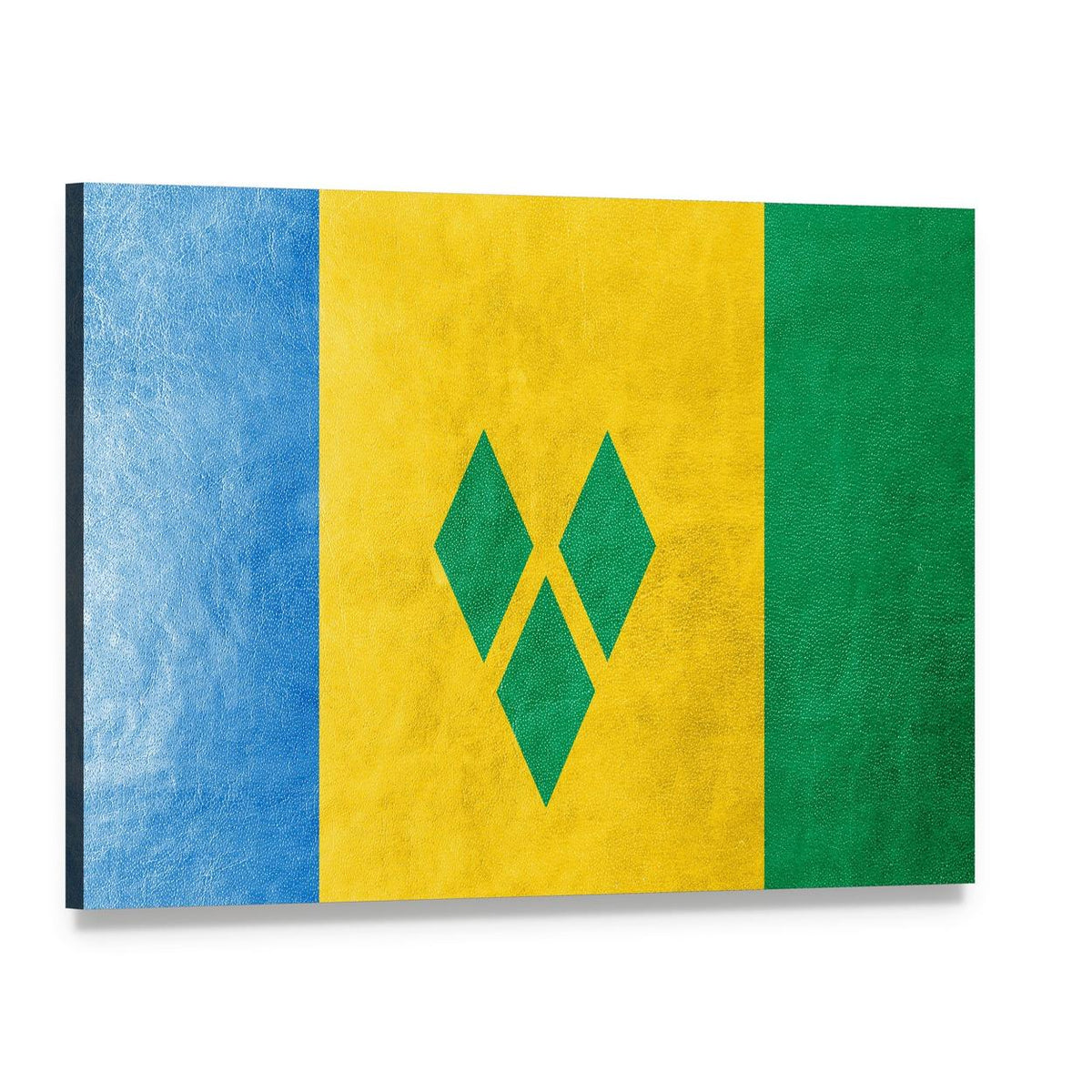 Saint Vincent and the Grenadines Flag Canvas Wall Art, single panel gallery wrapped canvas, angled product view