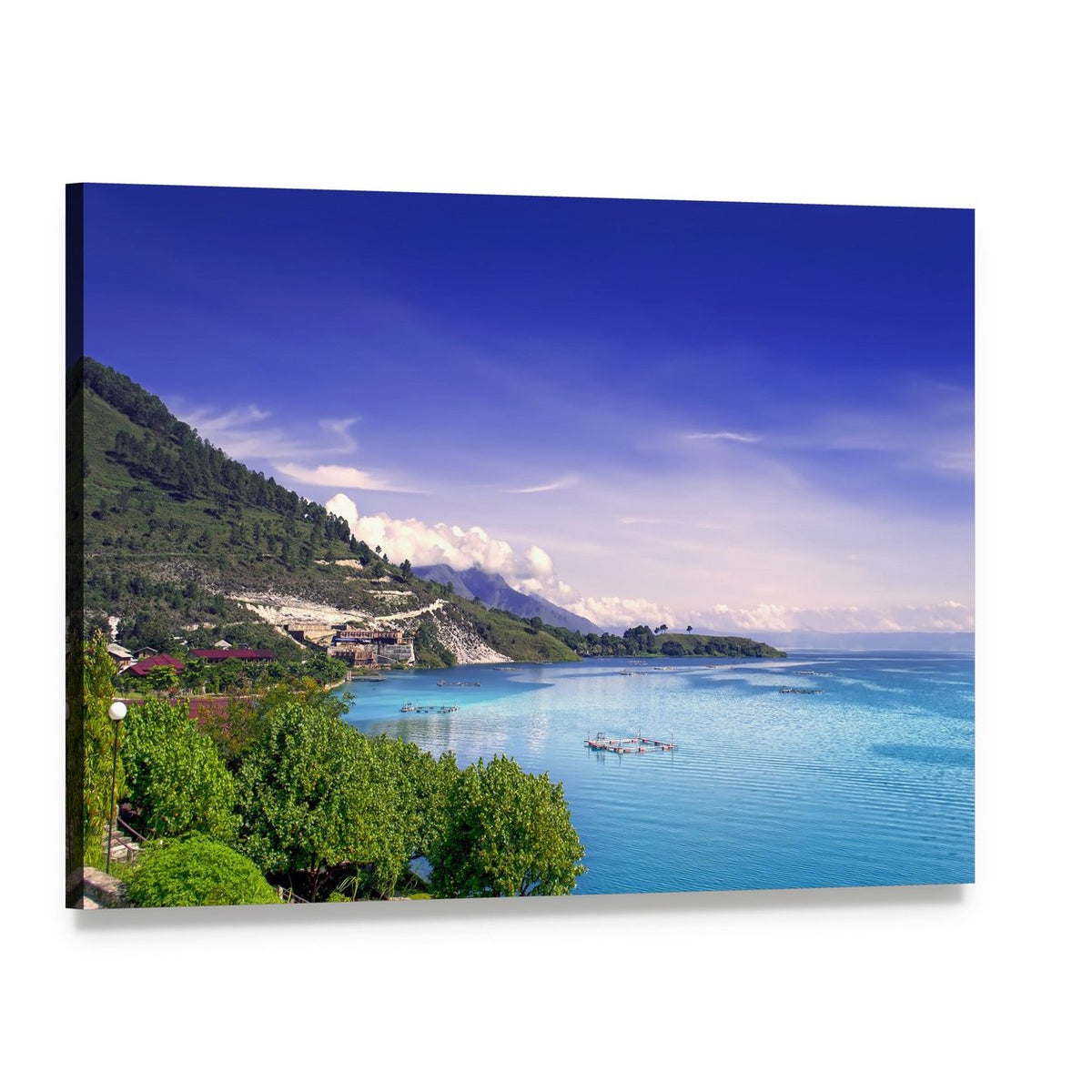 View of Lake Toba Canvas Wall Art, single panel gallery wrapped canvas, angled product view