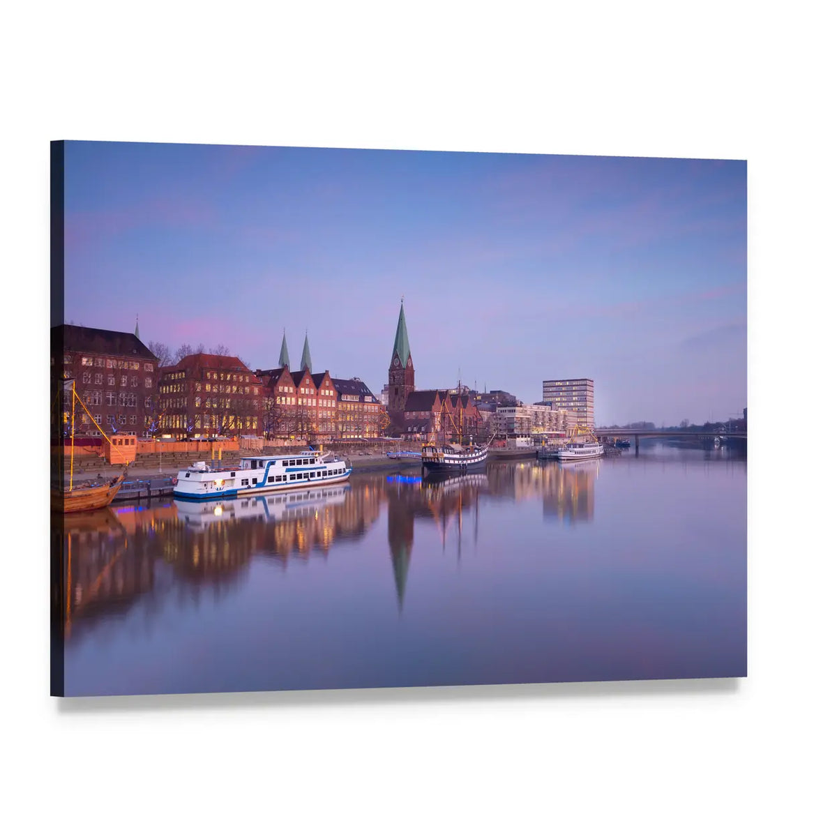 Bremen City by the River Canvas Wall Art, single panel gallery wrapped canvas, angled product view