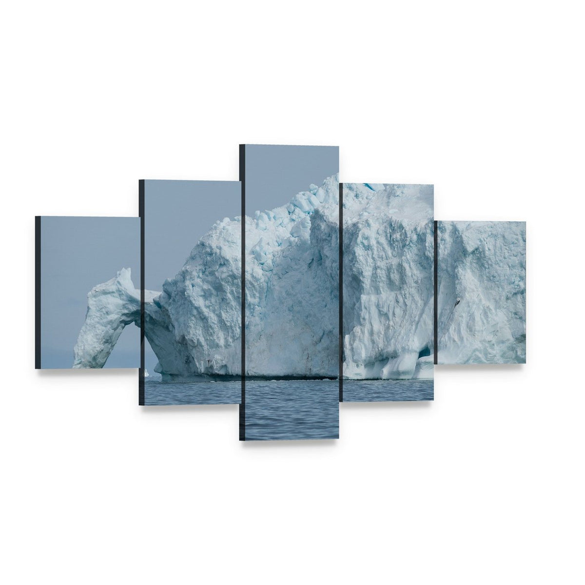 Iceberg with Natural Archway in Disko Bay Canvas Wall Art, 5 panel 5 Star layout gallery wrapped canvas set, angled product view