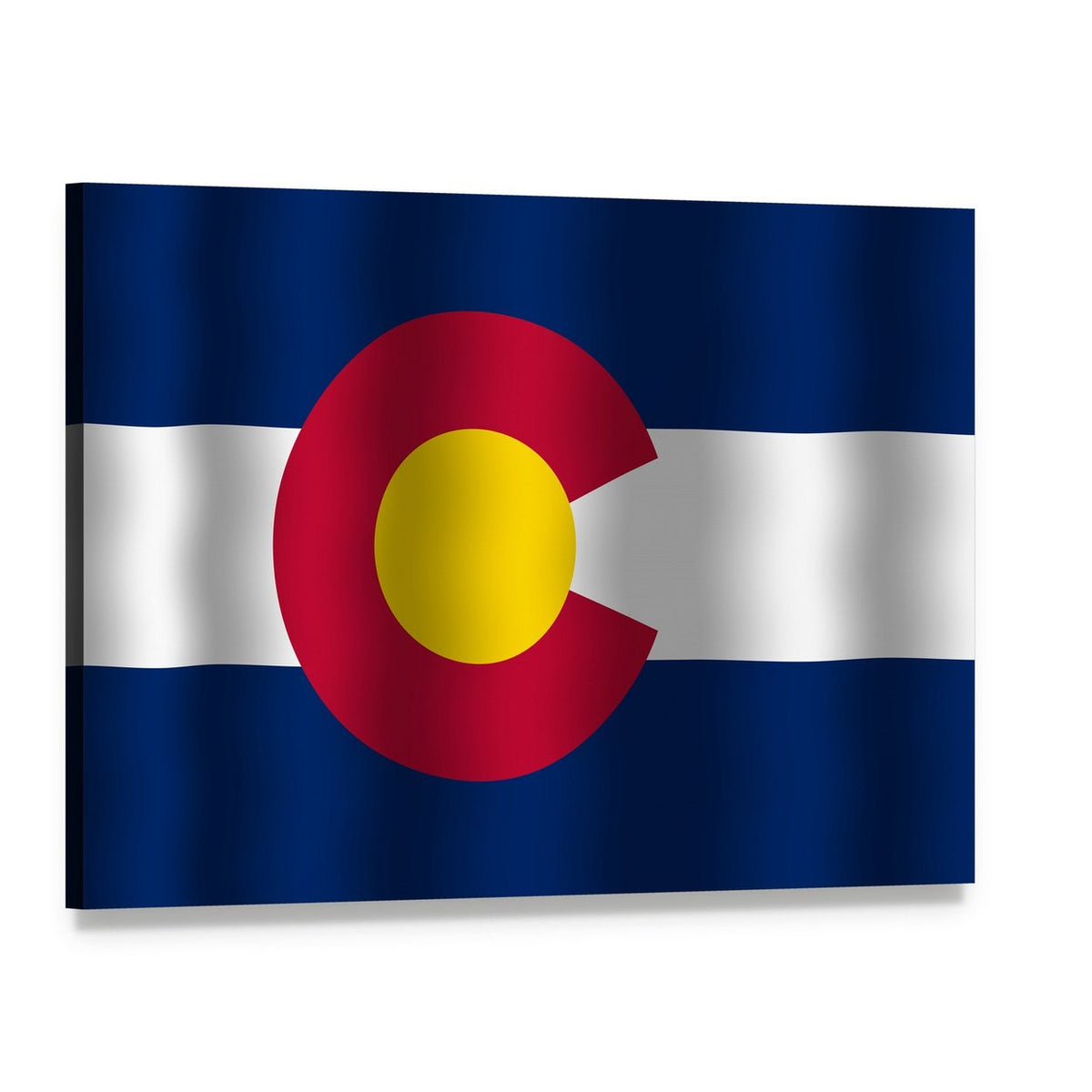 Waving Colorado State Flag Canvas Wall Art, single panel gallery wrapped canvas, angled product view