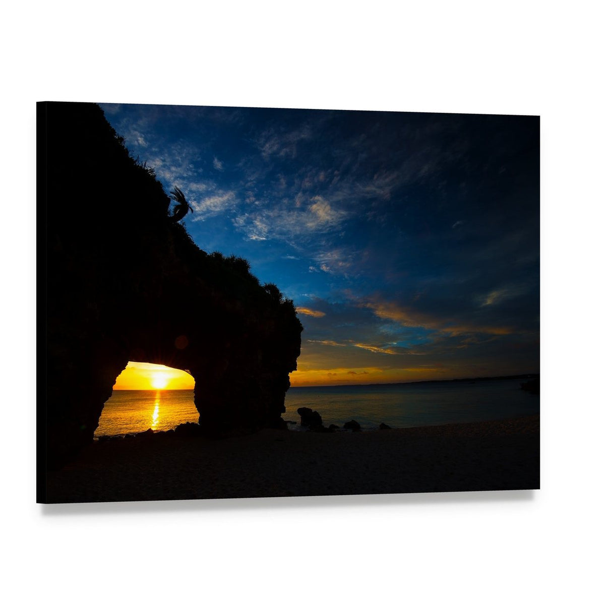 Sunset at Sunayama Beach Canvas Wall Art, single panel gallery wrapped canvas, angled product view