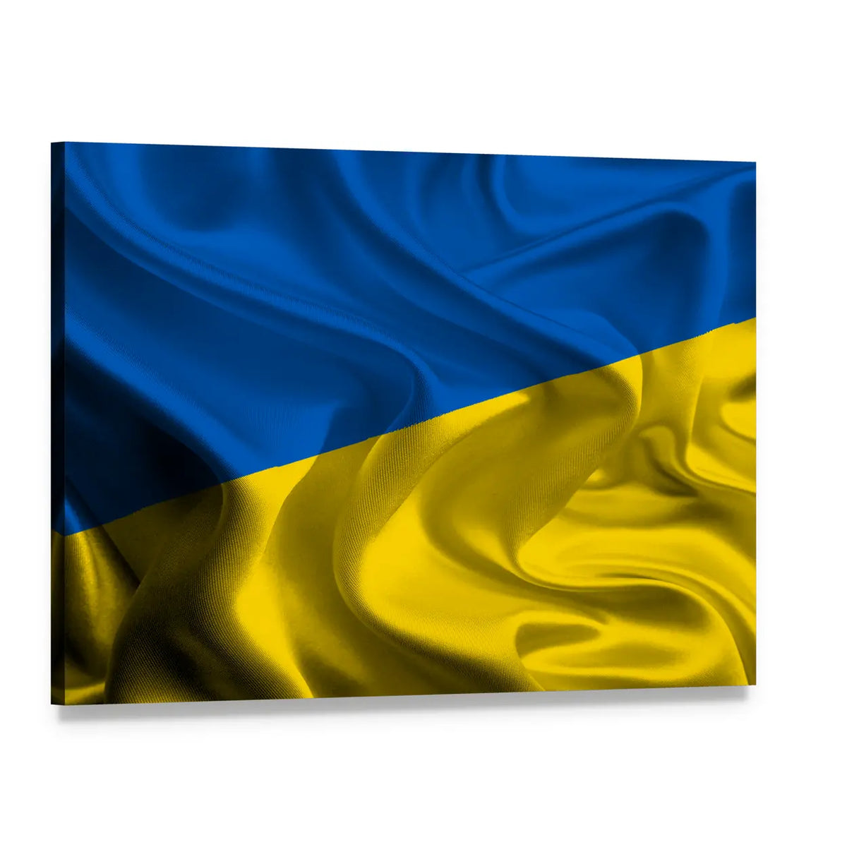 Ukraine Flag Close-up Canvas Wall Art, single panel gallery wrapped canvas, angled product view
