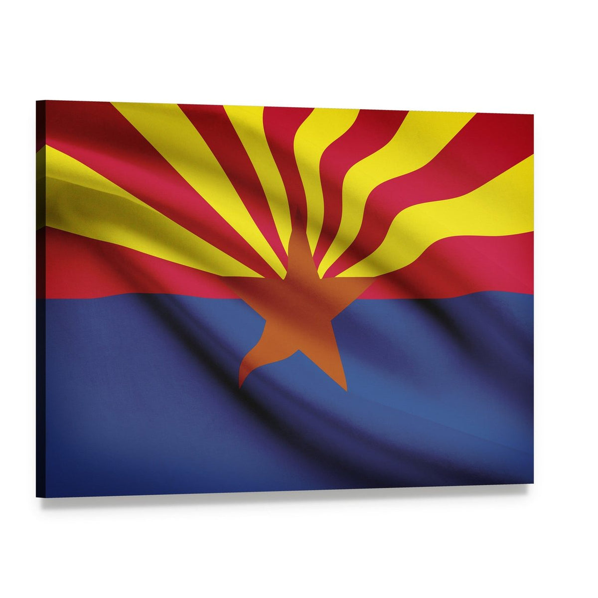 Waving Arizona Flag Canvas Wall Art, single panel gallery wrapped canvas, angled product view
