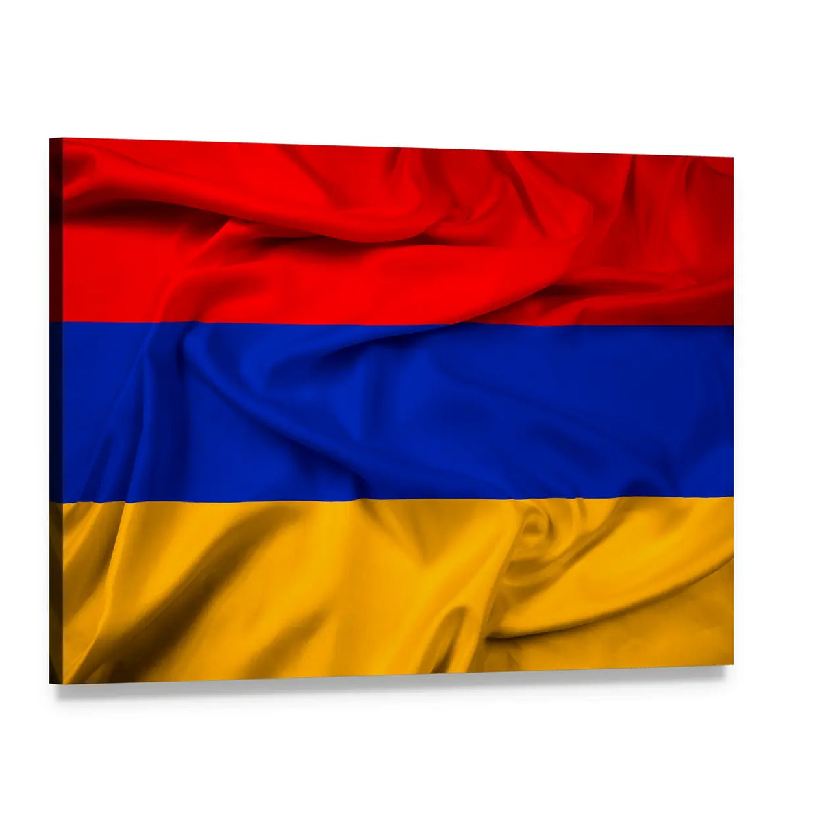 Waving Armenian Flag Canvas Wall Art, single panel gallery wrapped canvas, angled product view