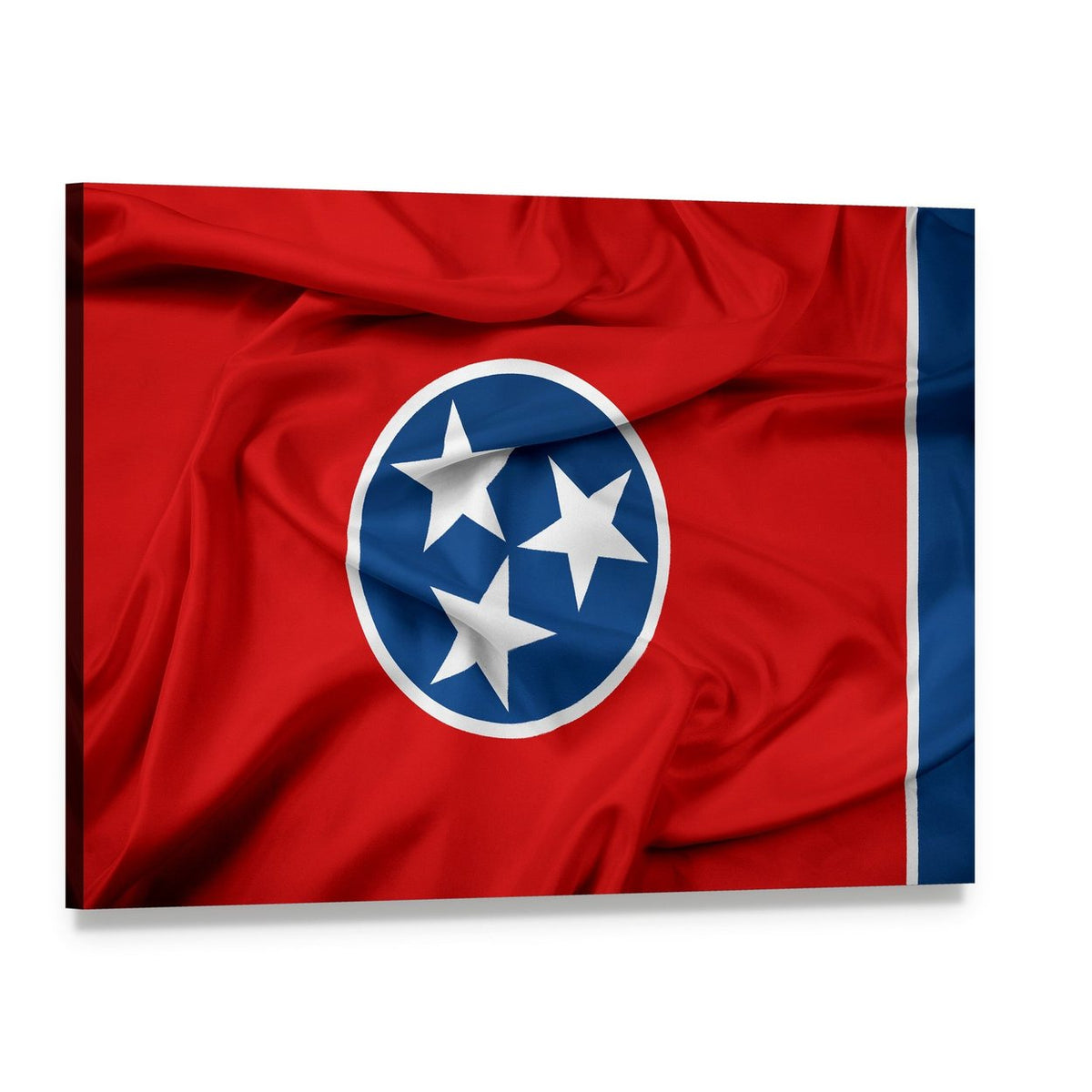 Waving Tennessee State Flag Canvas Wall Art, single panel gallery wrapped canvas, angled product view