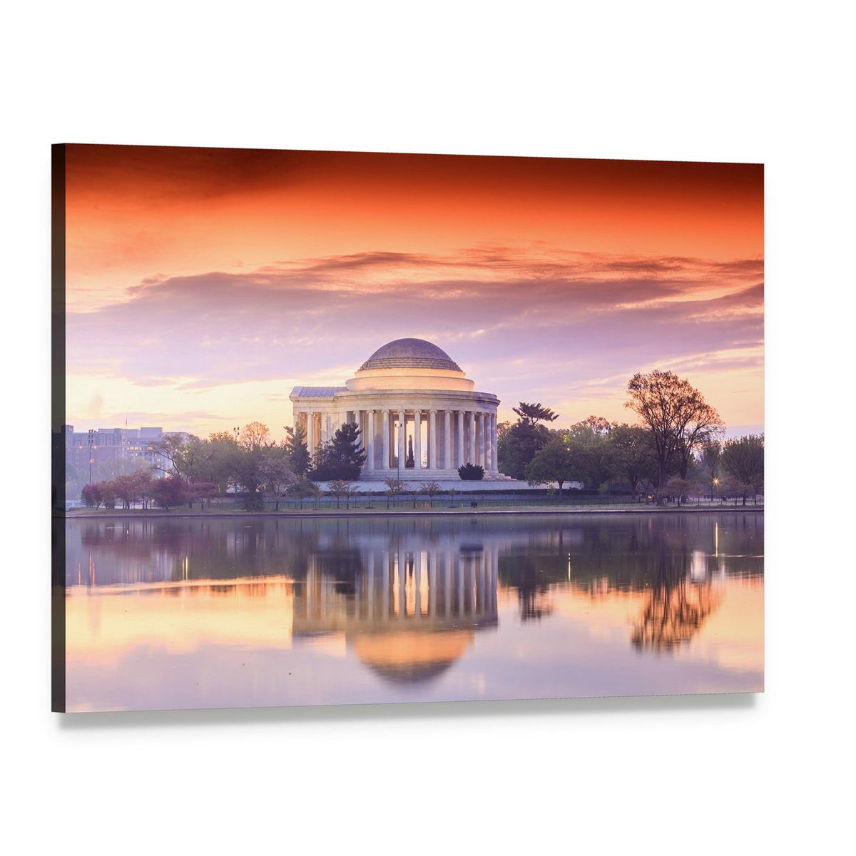Thomas Jefferson Memorial at Sunset Canvas Wall Art, single panel gallery wrapped canvas, angled product view