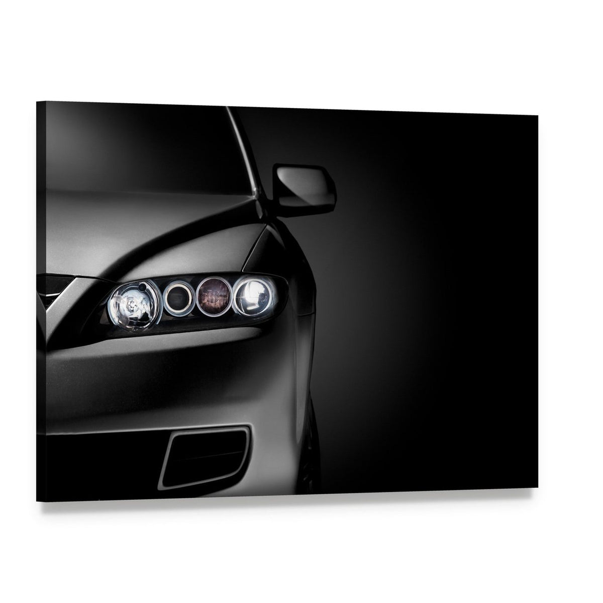 Gray Modern Car Closeup Canvas Wall Art, single panel gallery wrapped canvas, angled product view